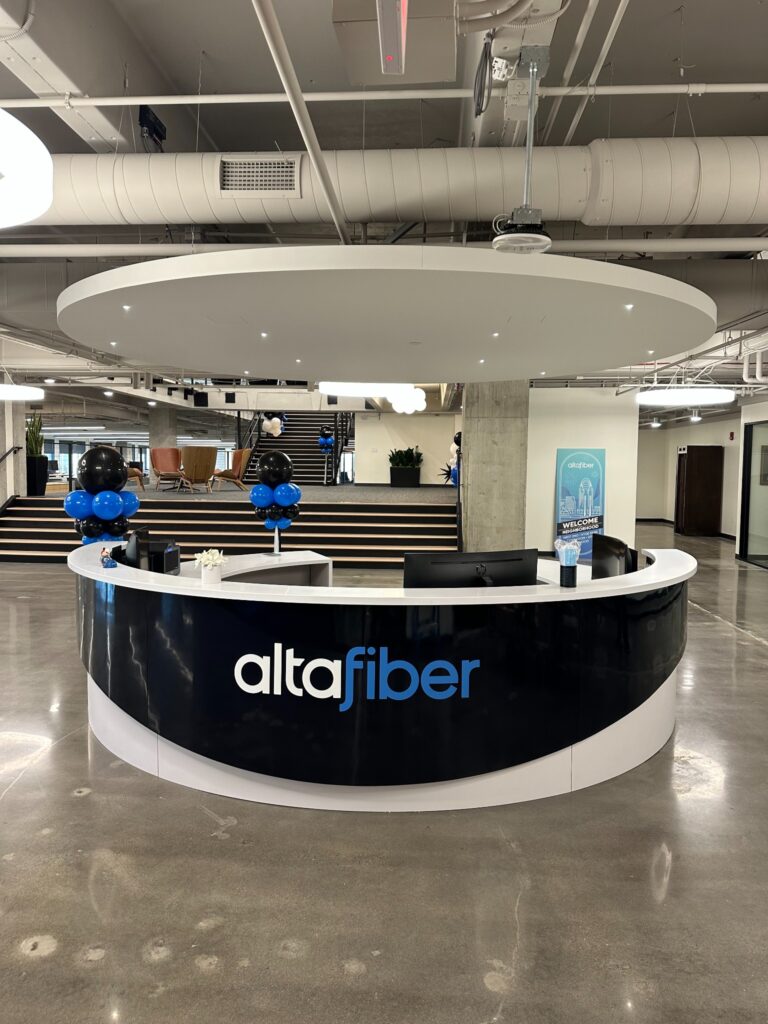 Altafiber reception cabinetry by Cabinet Source